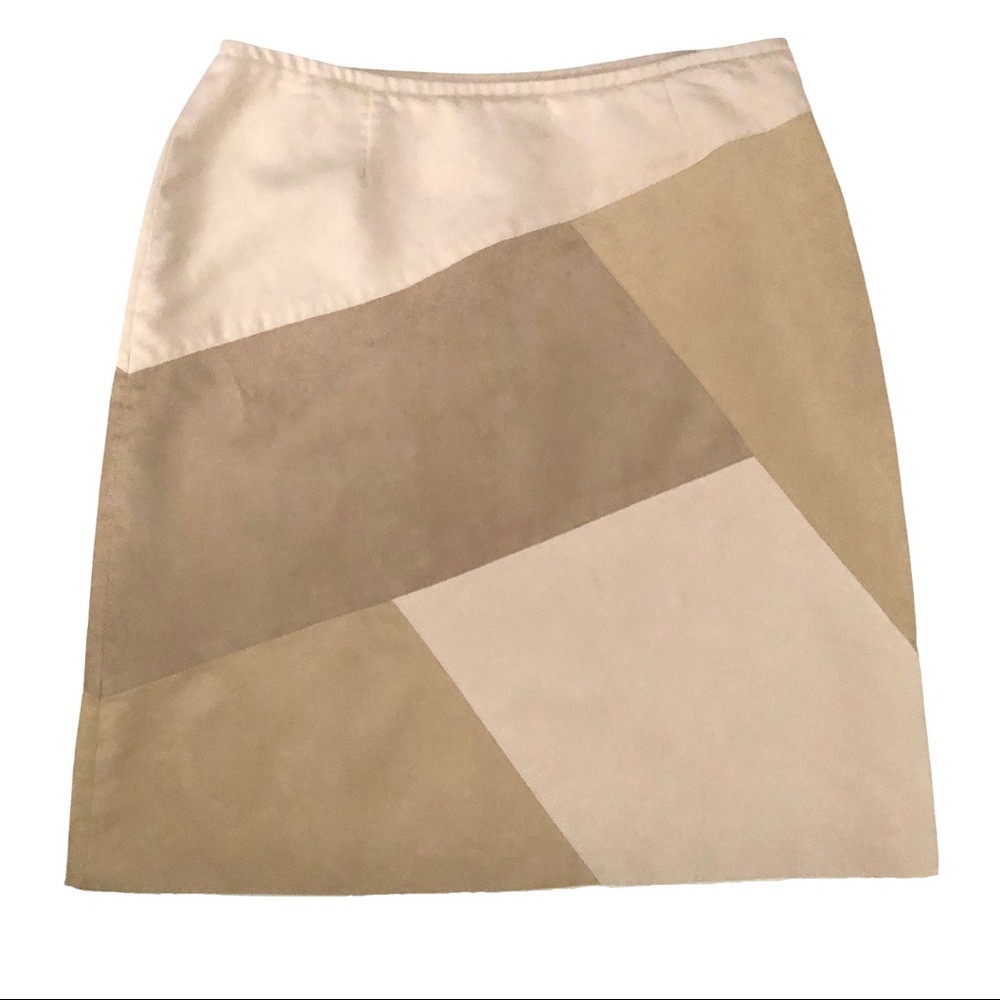 Liz Claiborne Patchwork Faux Suede Skirt Size 12P